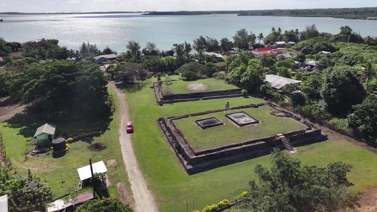 Old historical terrace tombs made from coral limestone. Tongatapu, Tonga. Pacific Islands heritage.