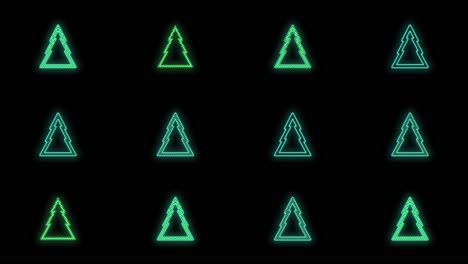 Neon-green-Christmas-trees-pattern-on-black-gradient-7