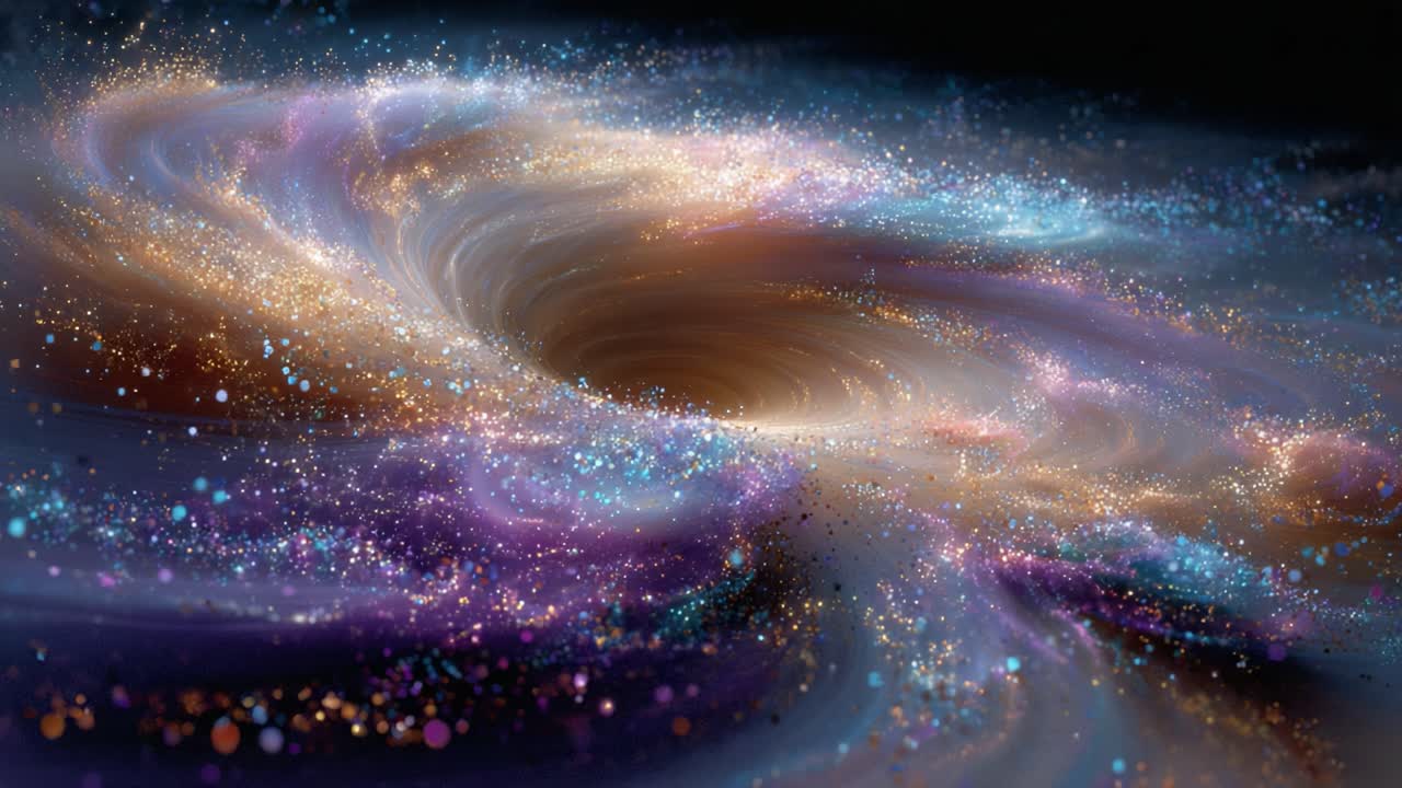 A Stunning Visual Exploration of a Cosmic Black Hole, Surrounded by Colorful Stellar Matter and Shimmering Stars, Capturing the Beauty of the Universe's Mystery