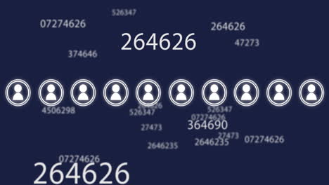 user icons and numbers animation over dark blue background