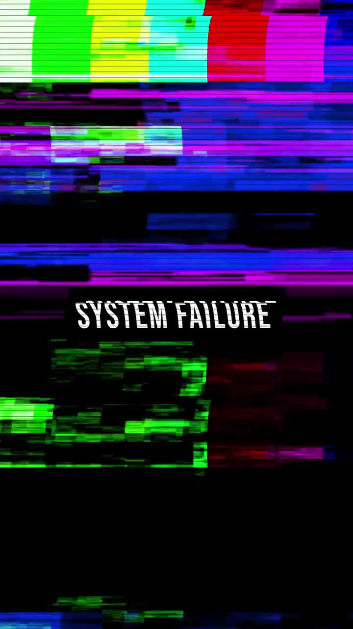 Digital Glitch Effect with System Failure Text Overlay