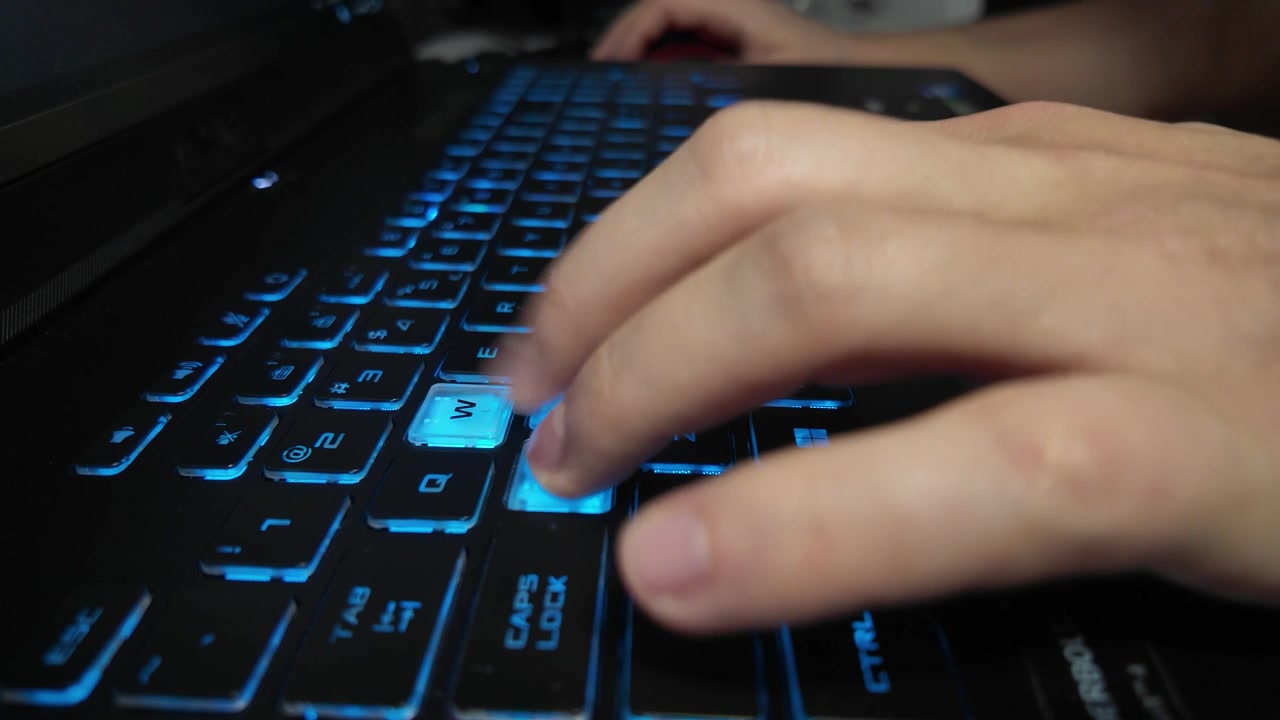 Slow-motion keyboard pressing as in gaming WASD keys pressed