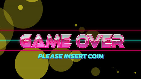 Animation-of-game-over-text-over-neon-shapes-on-black-background