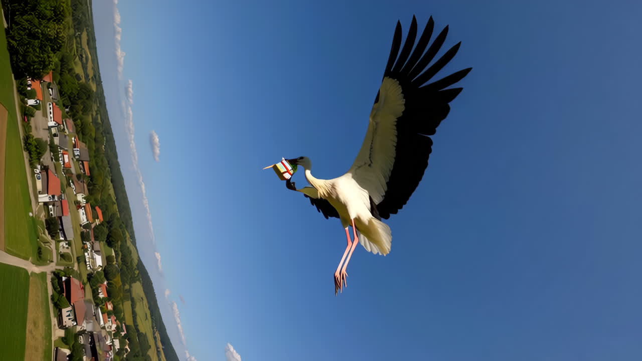 Stork Delivering a Gift