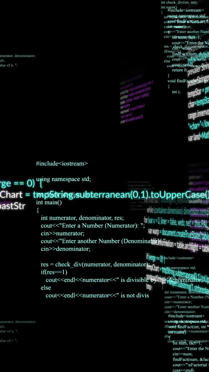 Animation of data processing on black background