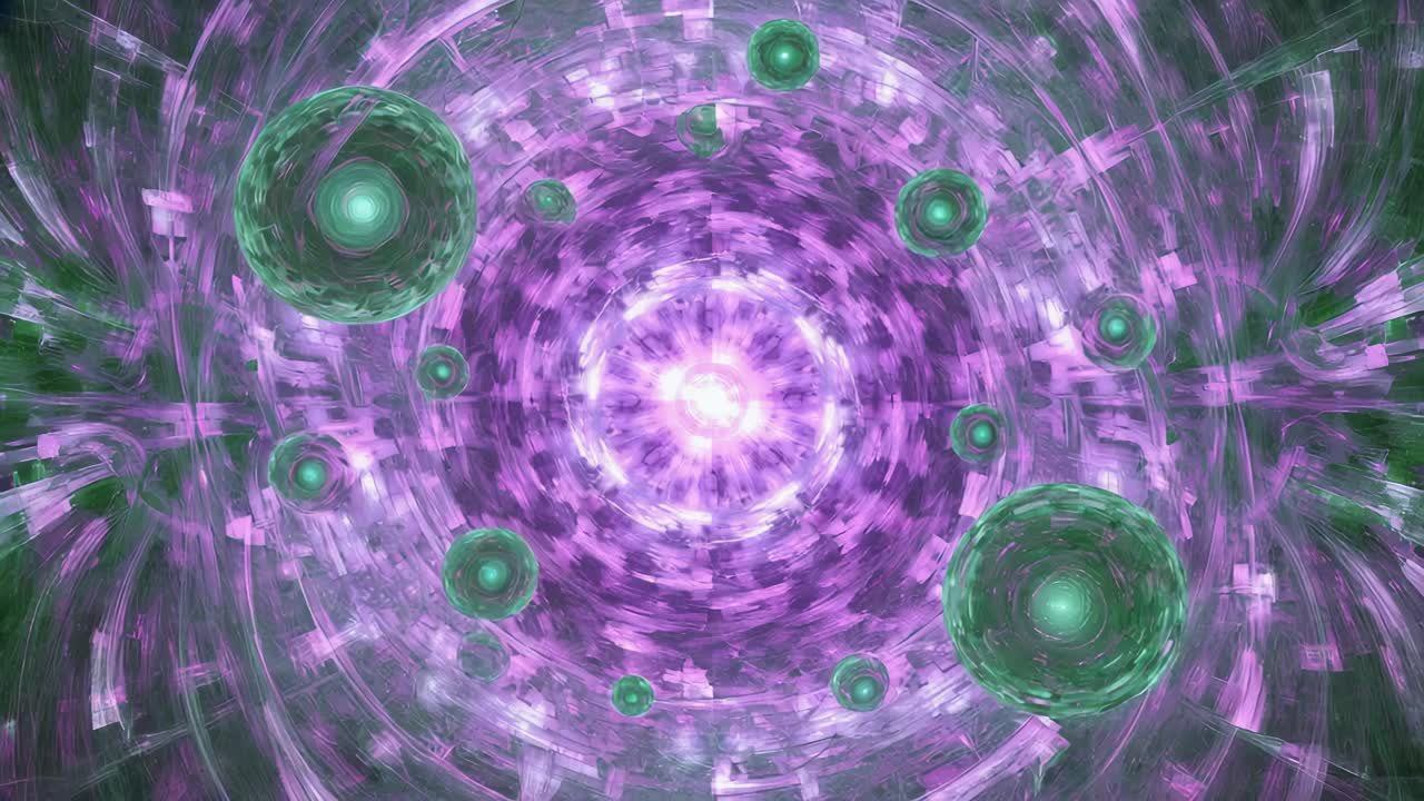 Abstract spheres in a futuristic tunnel