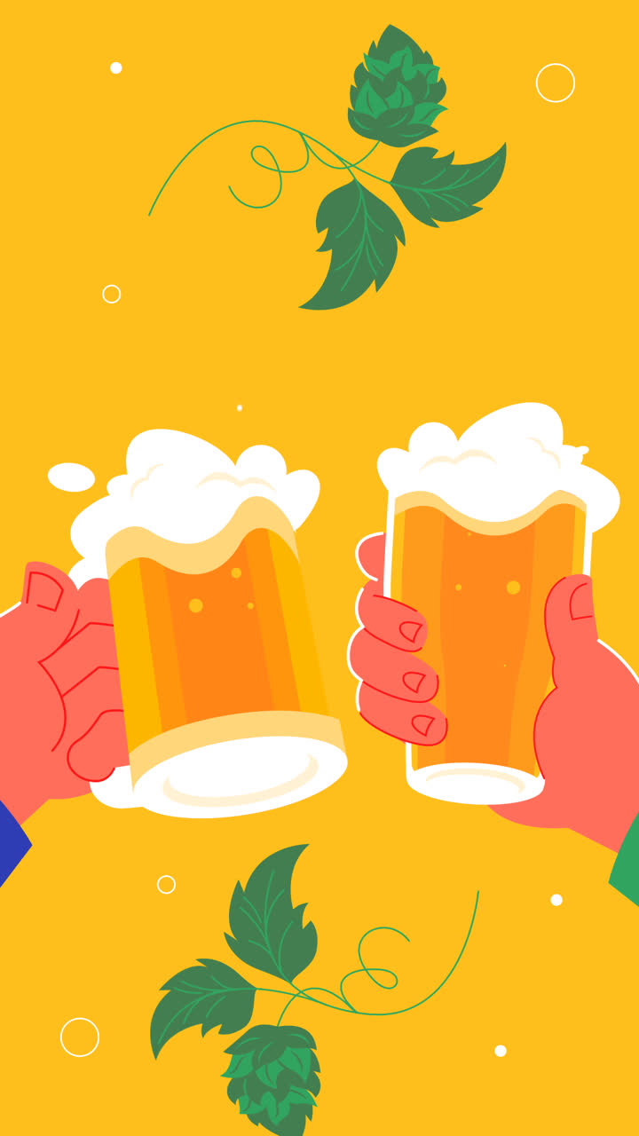 An animation of Flat background for international beer day celebration