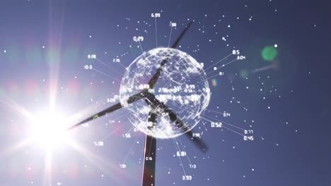 Wind-turbine-and-white-globe-and-network-links