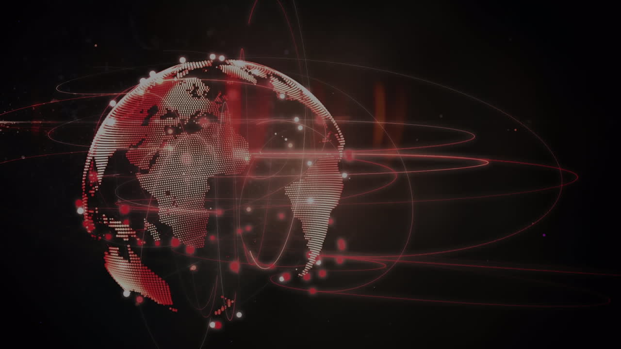 animación de la red de conexiones y el globo sobre fondo negro