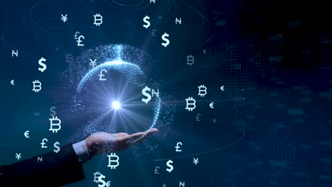 stock market analysis and stock trading, currency symbols, business graphs and global money transfers. 3d illustration.