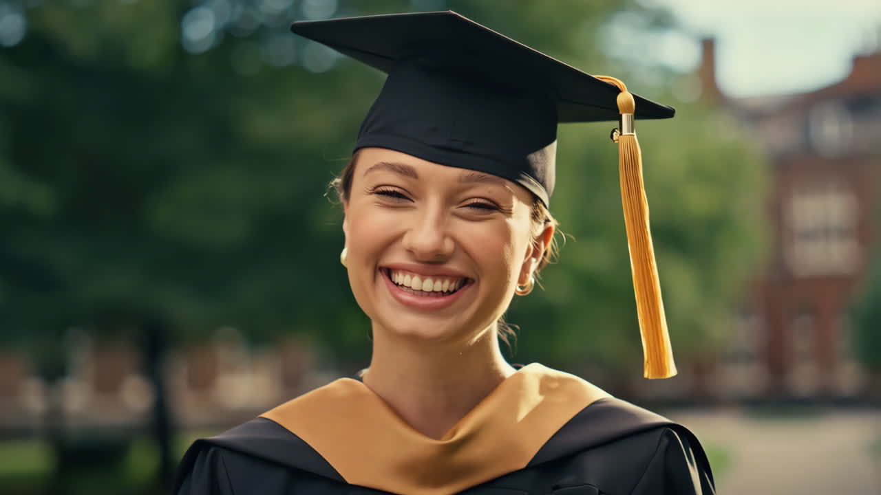 Happy Young Woman Celebrating Graduation