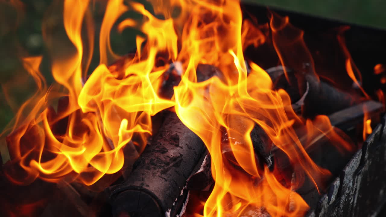 Tongues of flame fire close up. Close up of big fire with huge flames