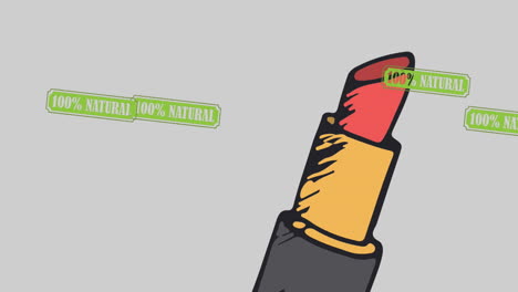 animación de 100 textos naturales sobre el lápiz labial