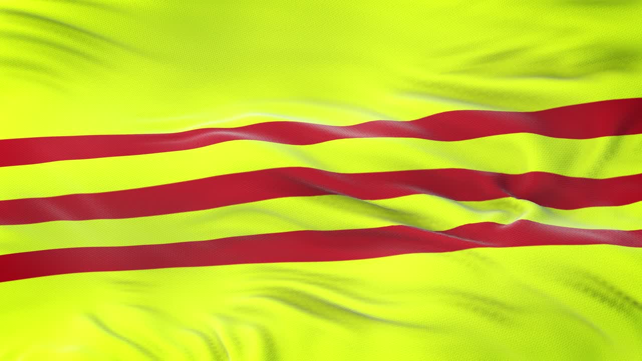 la bandera de vietnam del sur ondeando en el viento con una textura de tela muy detallada.