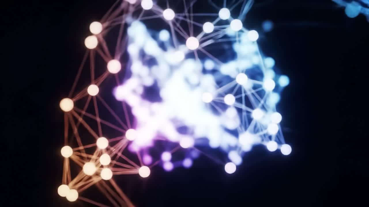 Abstract Digital Network Visualization with Vibrant Colors and Interconnected Nodes, Showcasing a Futuristic, Data-Driven Concept in Depth