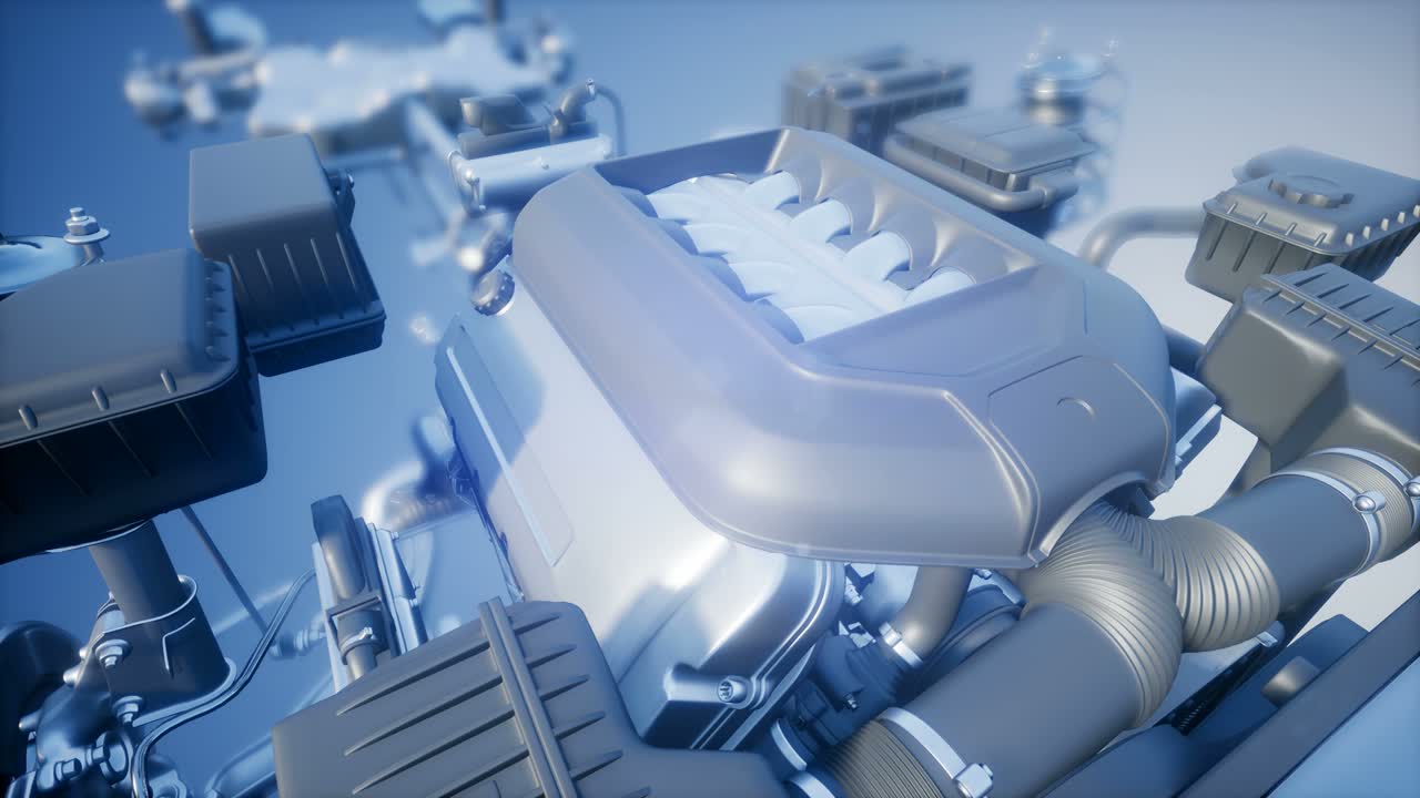 자세한 자동차 엔진 및 다른 부품