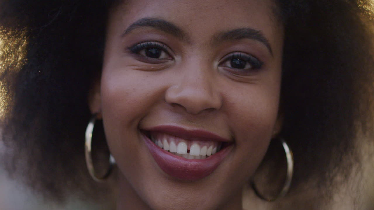 Portrait happy african american woman smiling