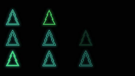 Neon green Christmas trees pattern on black gradient