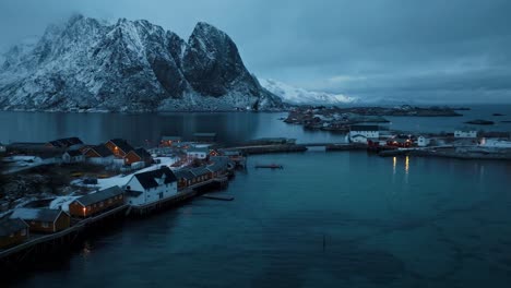 aerial view of lofoten islands beautiful landscape during winter