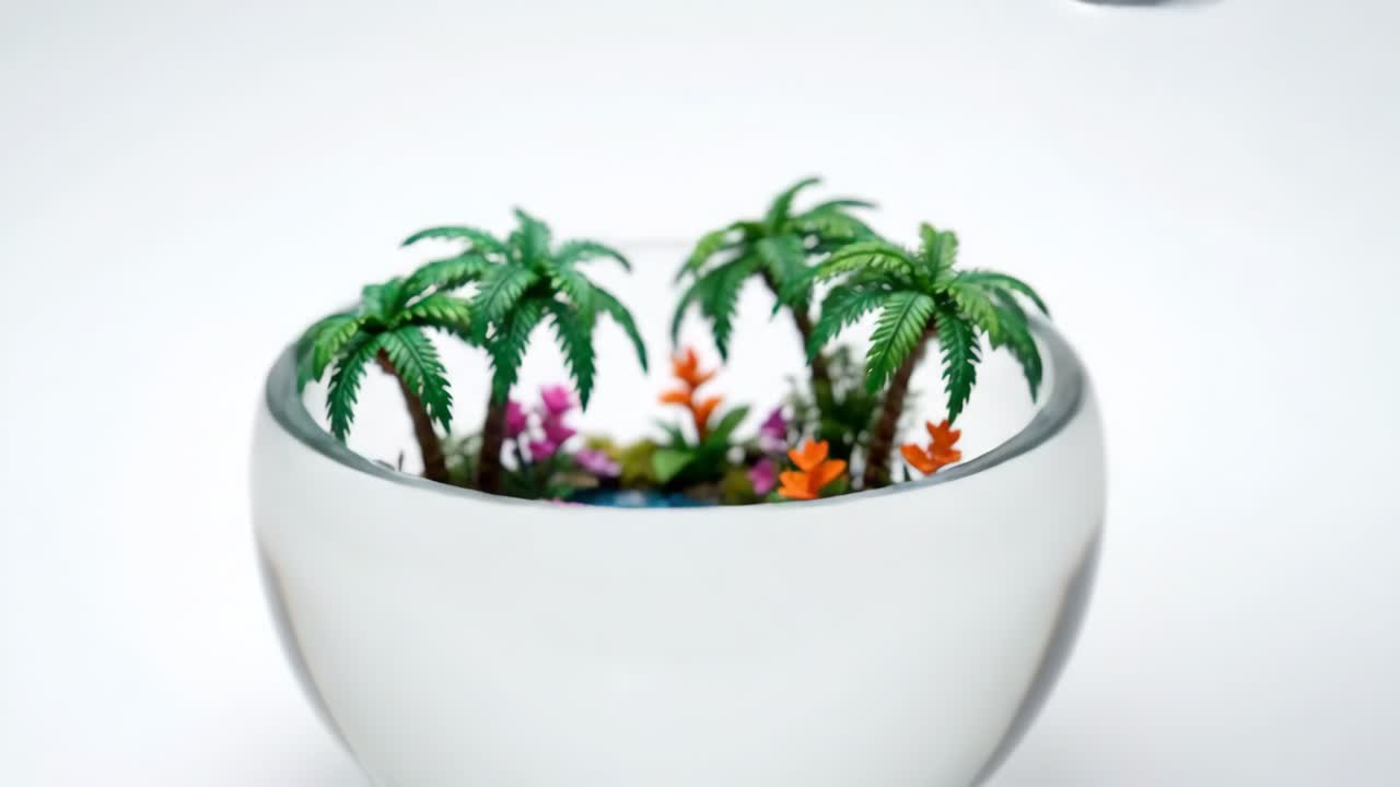 Miniature Tropical Terrarium in a Glass Bowl