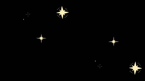 animation white stars shape sparkles on black background.