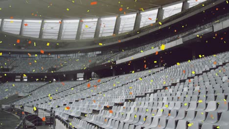 animation of confetti falling over empty stadium