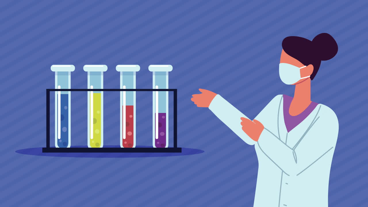 female scientist laboratory worker tubes test