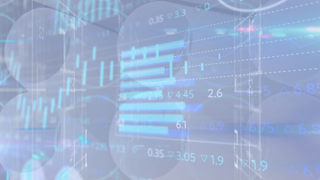 Animation of data processing over blue background