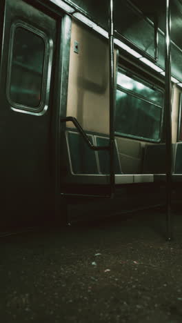 empty vintage subway car interior