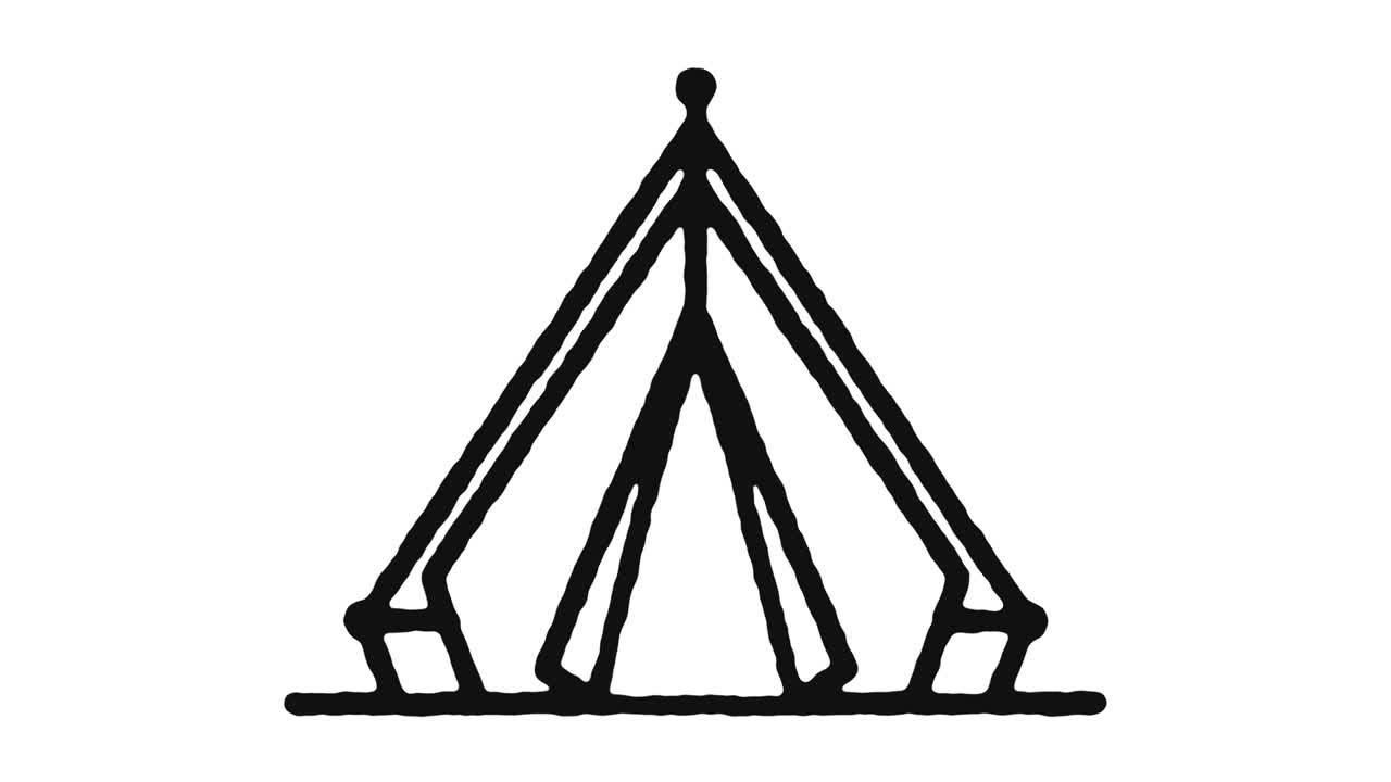Camp Tent Icon Animation Footage & Alpha Channel