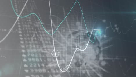 Animación-Del-Procesamiento-De-Datos-Financieros-Con-Gráfico-Sobre-El-Globo-Sobre-Fondo-Negro