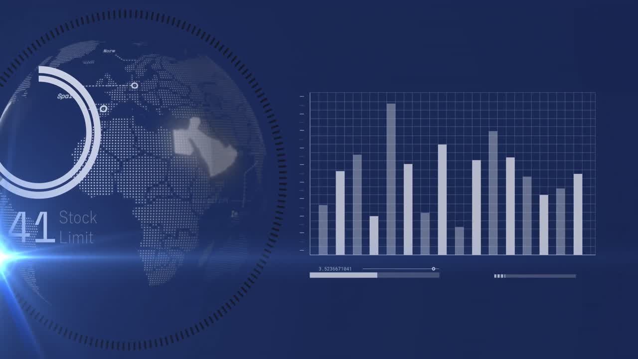 animación del procesamiento de datos y globo