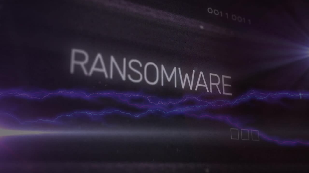 Animation of data processing over ransomware text