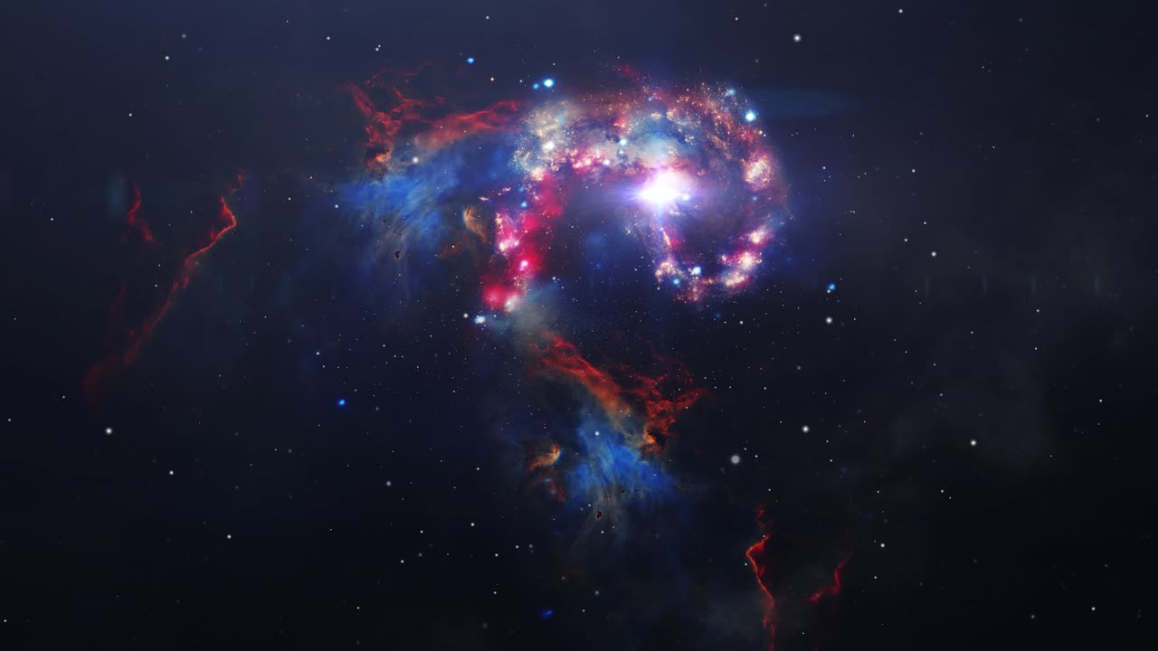 nebula clouds and bright stars all around, the universe