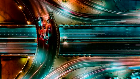 time lapse expressway top view, circl road traffic an important infrastructure in bangkok thailand