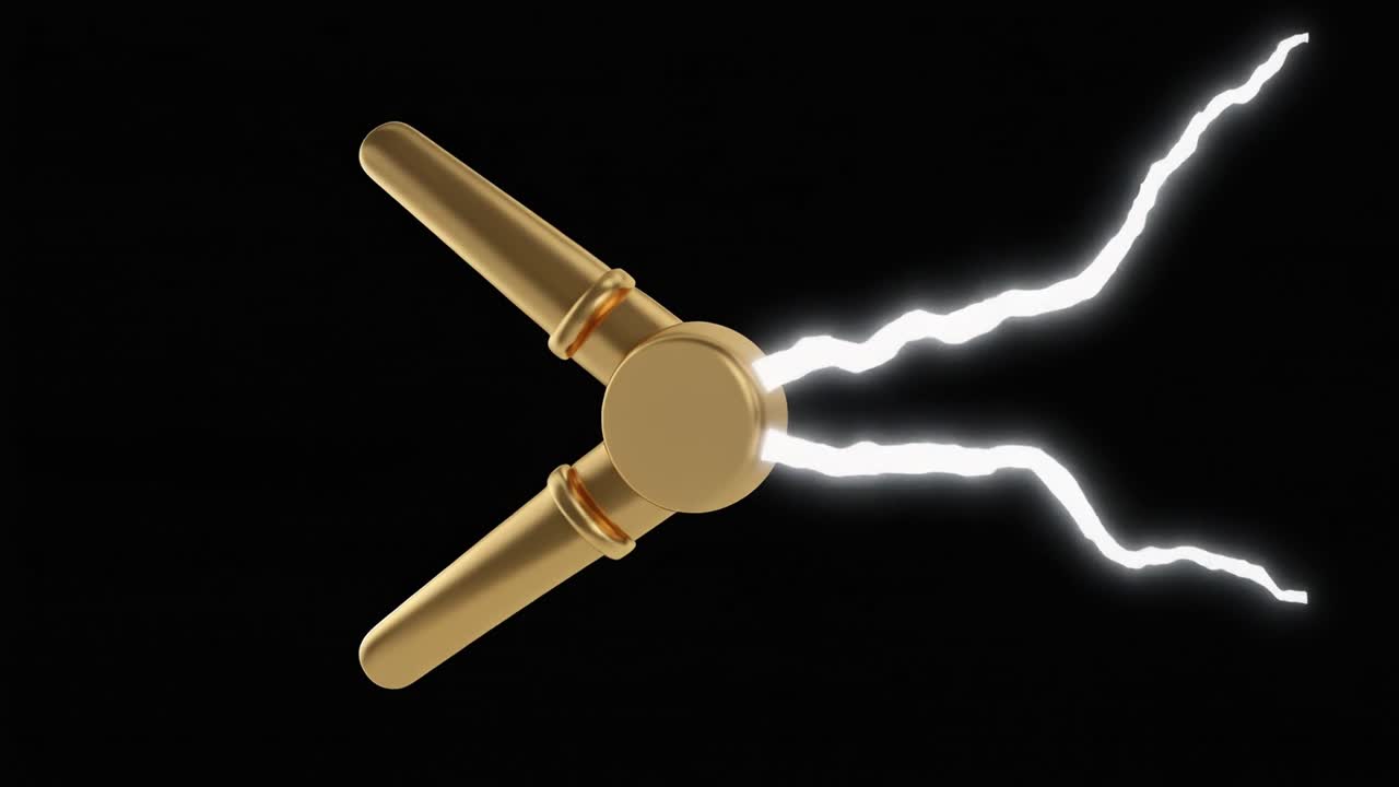 Golden Electrical Connector Generating Dynamic Lightning Sparks