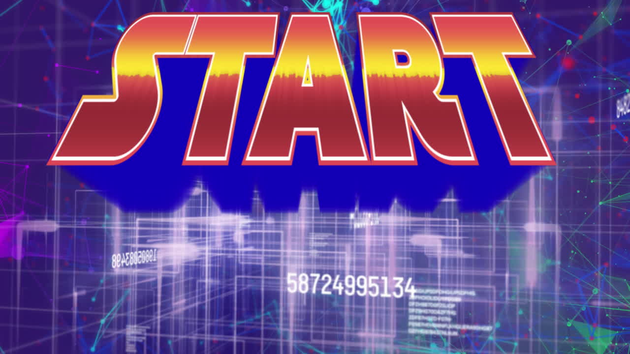 연결 네트워크와 데이터 처리를 통해 시작 텍스트의 애니메이션