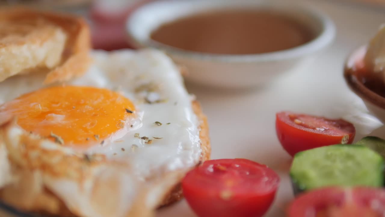 Fried egg and toast breakfast