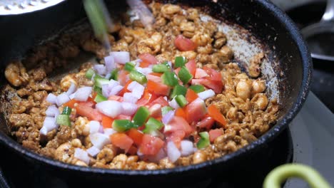 cooking chicken and shrimp stir-fry