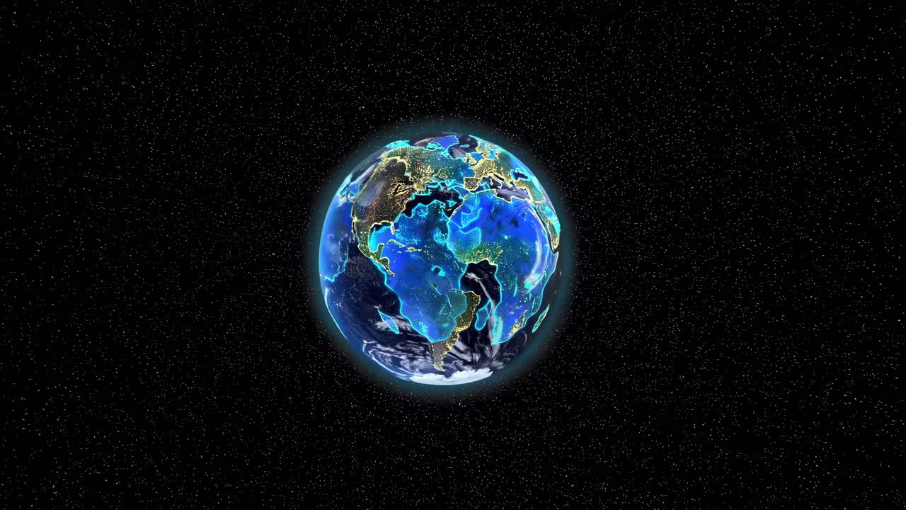 빛의 흔적이 있는 우주에서의 지구