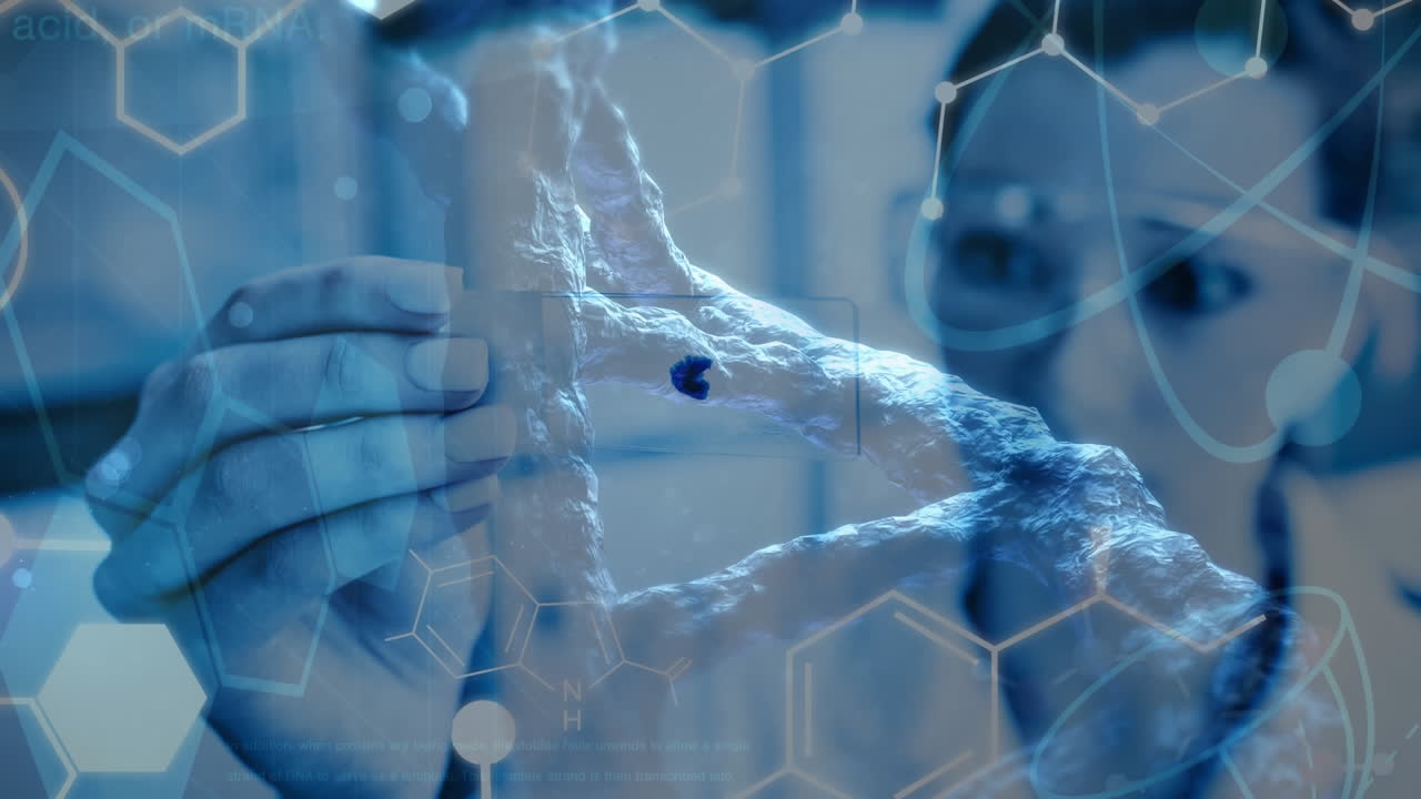 composición científica mujer científica que sostiene una muestra de microorganismo combinada con un