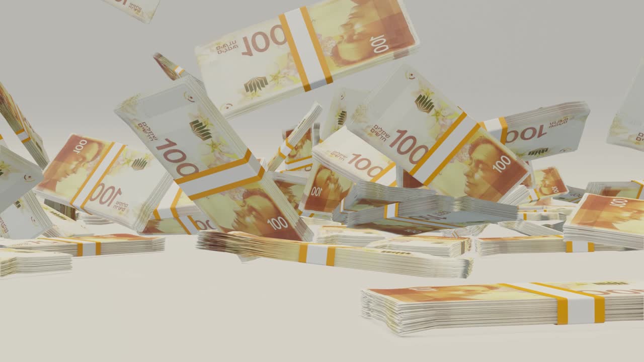 많은 어리가 테이블 위에 떨어졌고, 100이스라엘 셰의 지폐가 쌓여 있었다.