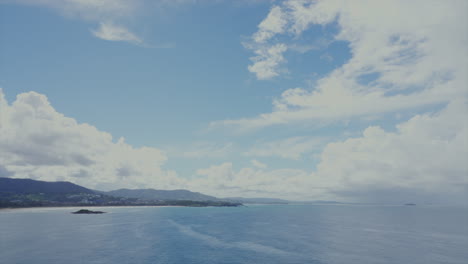wide shot of the north coastline at coffs harbour, new south wales, australia