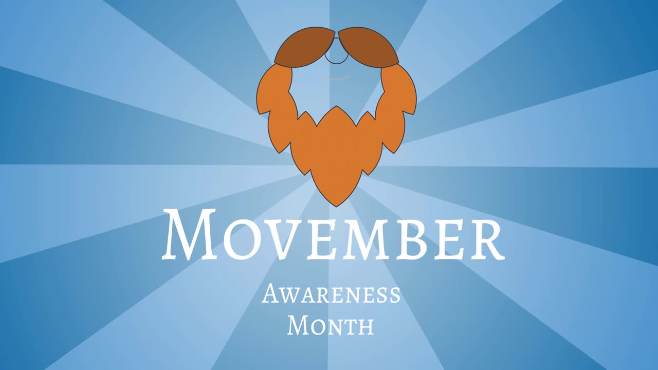 파란색 배경 위의 무베르 인식 달 텍스트와  ⁇ 수염의 애니메이션