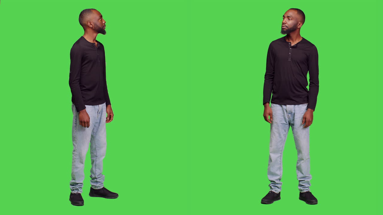 Man in Henley Shirt on Green Screen