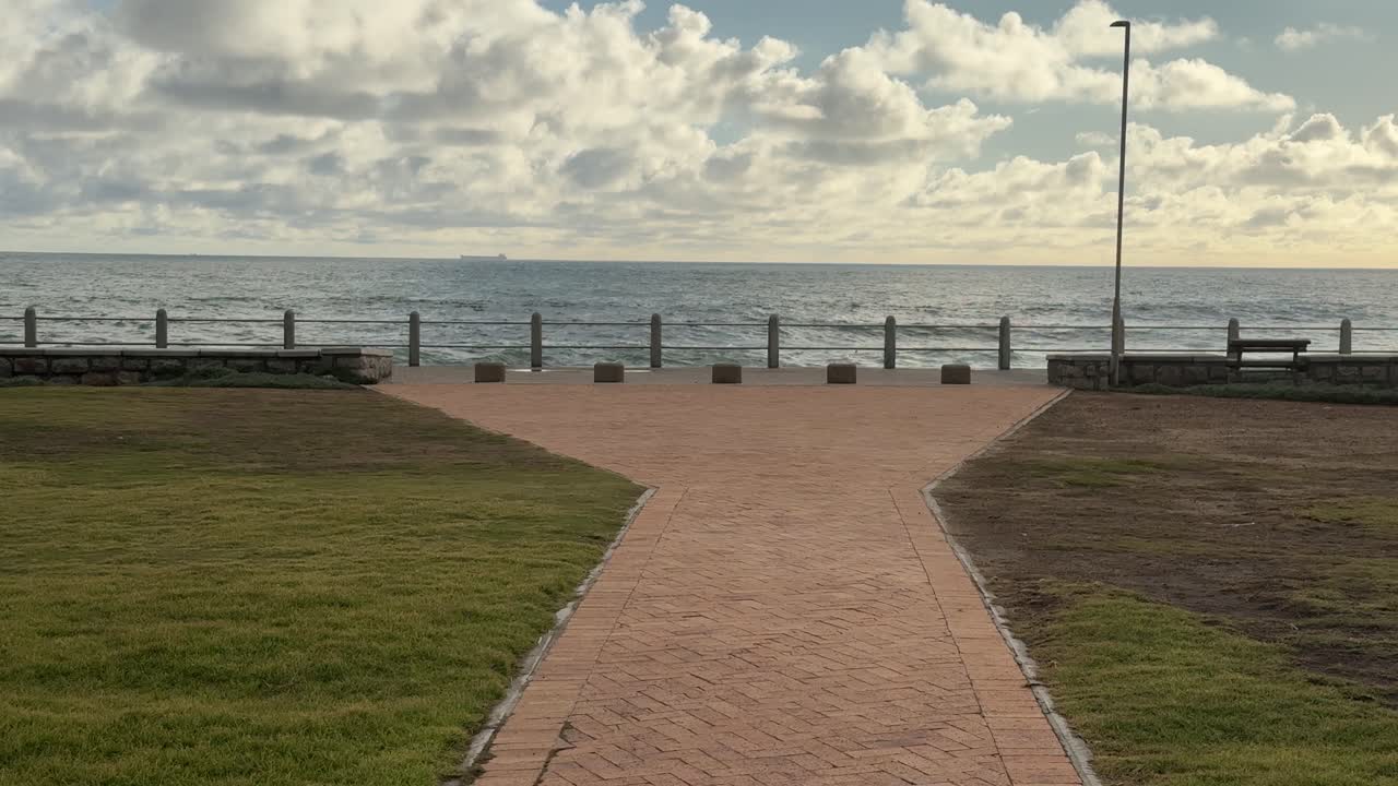Sea Point Promenade near Mouille Point Lighthouse, in Cape Town