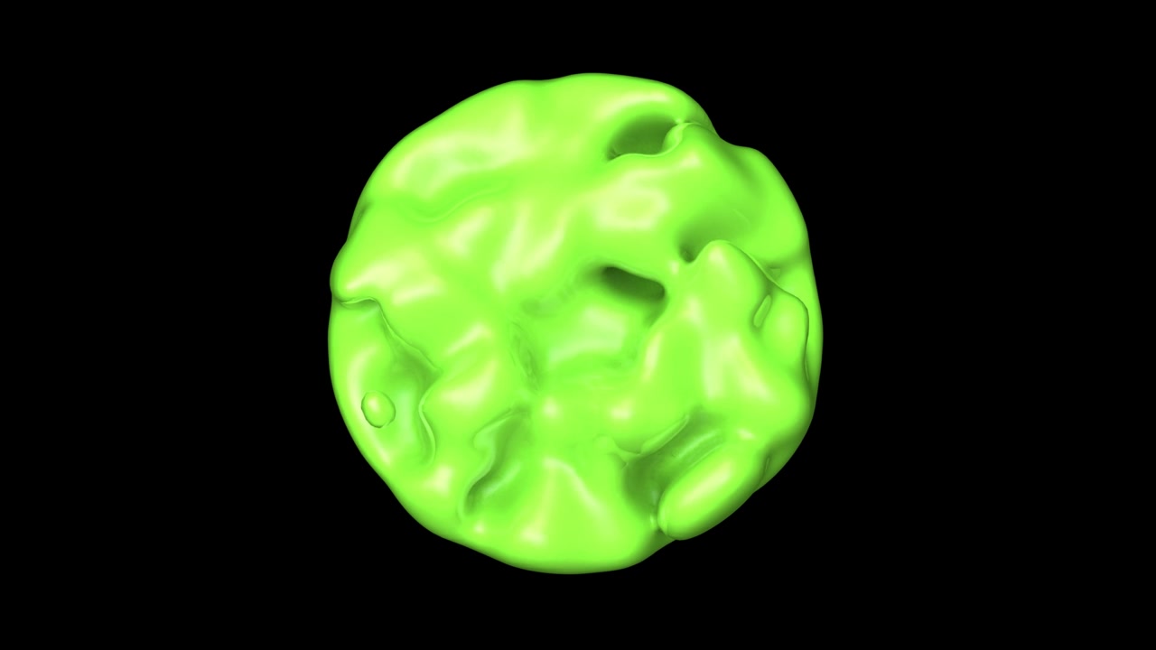 Abstrakcyjna animacja zielonej cieczy w kuli. Animacja 3D.