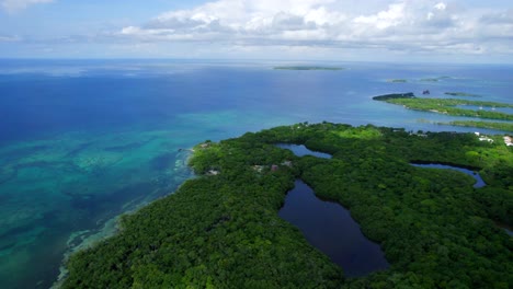 biodiverse tropical island with mangroves and coral reef in the colombian caribbean