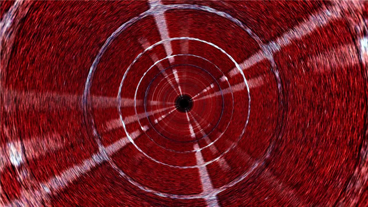 Perspective dark red target tunnel grunge  with abstract geometric pattern. Virtual reality background Futuristic tunnel looped 3D animation art concept.