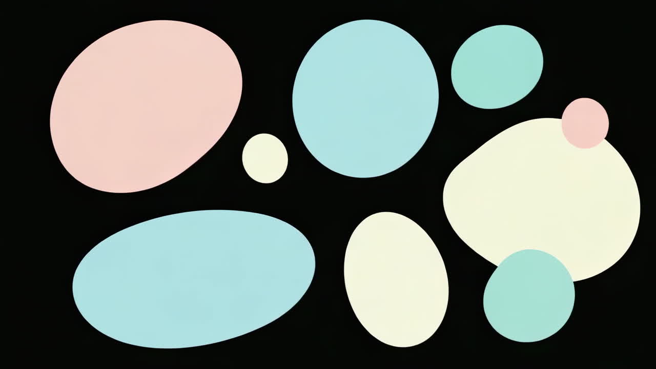 Abstract Pastel Shapes with Overlays on Black Background